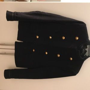 Black velvet military style jacket Size large